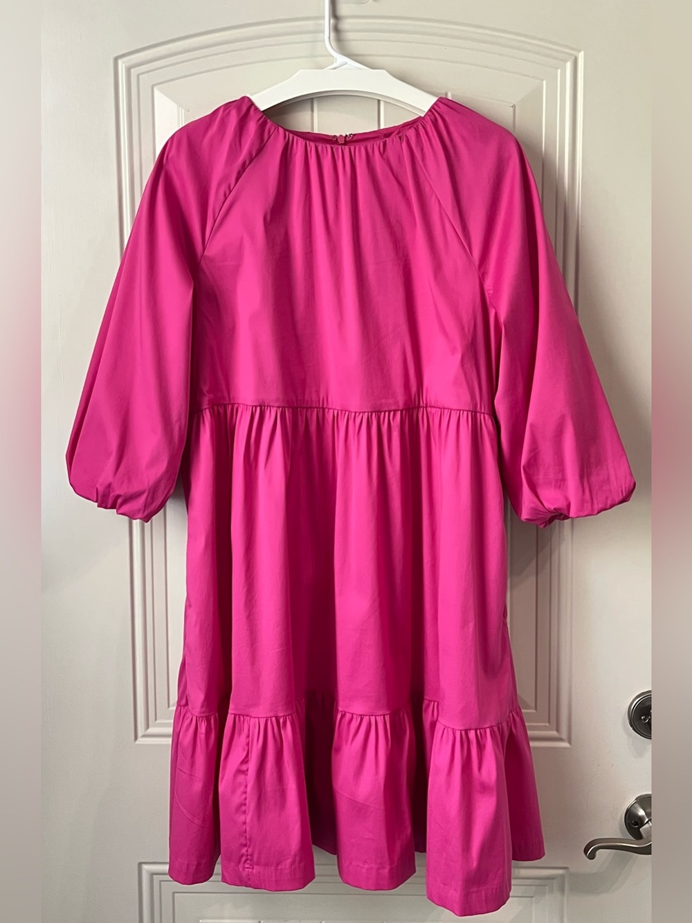 Chico’s Bahamian Pink Balloon Sleeve Tiered Dress Size 1 US 8 - Picture 2 of 13